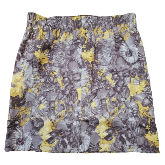 Talbot's Floral Skirt Petite Woman's Pencil Mini Grey Yellow Size 14P JJ1523 - Picture 7 of 8